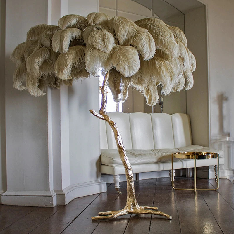 Nordic LED Ostrich Feather Floor Lamp