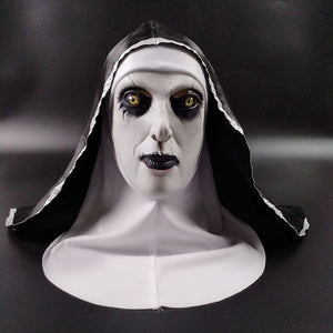 Horror Nun Latex Mask with Head Scarf