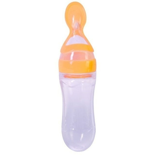 Safe Useful Silicone Baby Bottle With Spoon