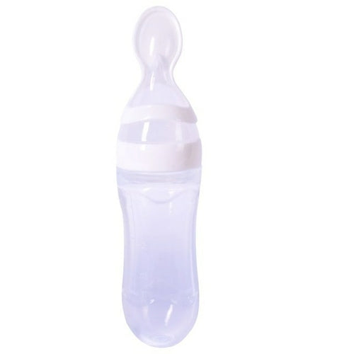 Safe Useful Silicone Baby Bottle With Spoon