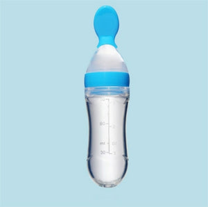 Safe Useful Silicone Baby Bottle With Spoon