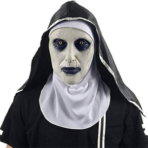 Horror Nun Latex Mask with Head Scarf