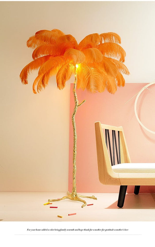 Nordic LED Ostrich Feather Floor Lamp