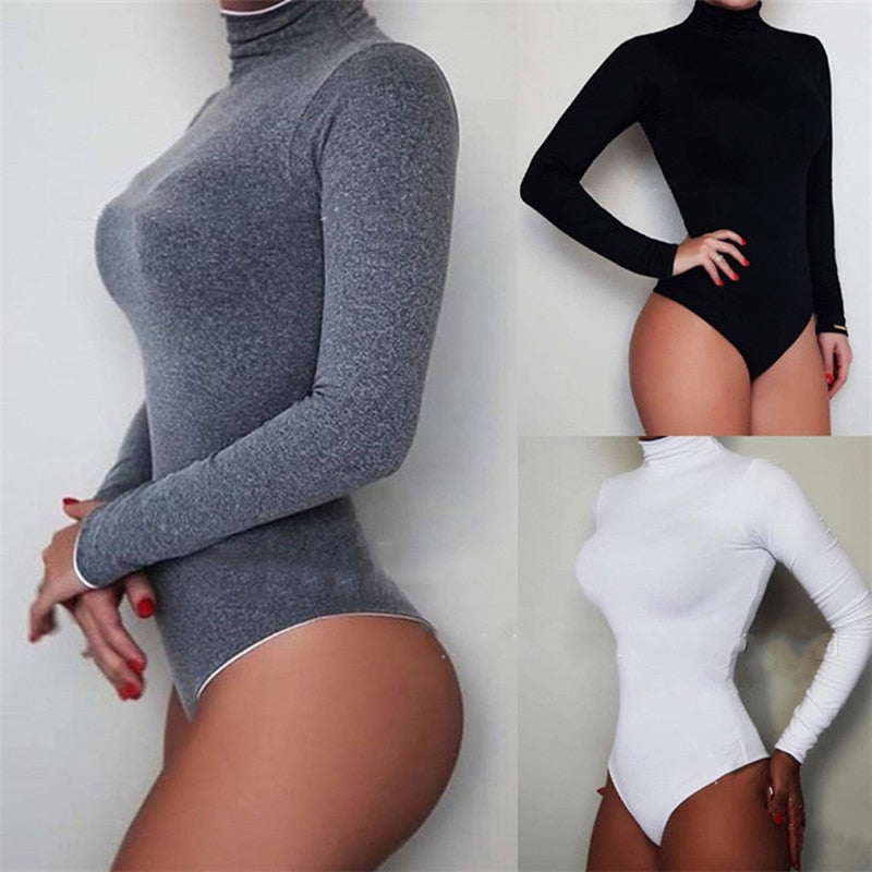 Sexy Solid Turtleneck Body Femme Womens