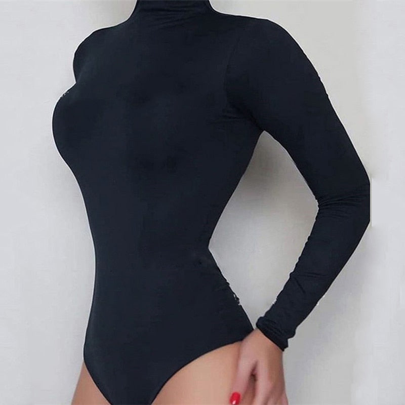 Sexy Solid Turtleneck Body Femme Womens