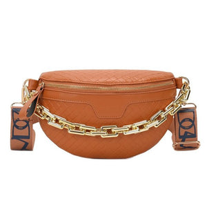 Elegant Plaid leather Waist Bag