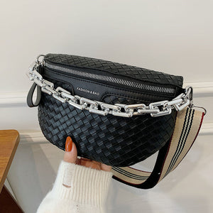 Elegant Plaid leather Waist Bag